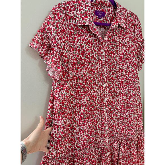 J. Crew Classic Preppy Floral Ruffle Amelia Shirt Dress Red Liberty Floral M - Picture 5 of 11